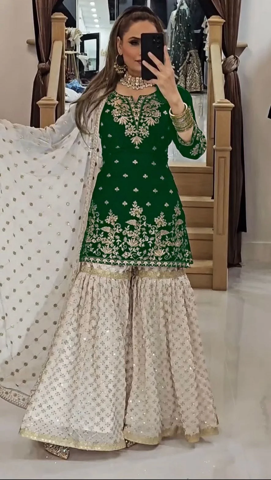 Georgette Embroidered Sharara Suit with Dupatta
